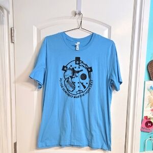 Hand Crafted Graphic Tee Shirt XL Unisex Blue & Black